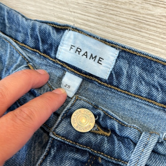 Frame le sylvie slender straight distress knee blue jeans size 25 - Picture 3 of 10